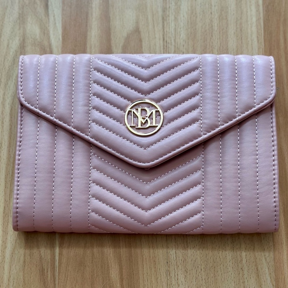 Badgley Mischka Studio Pale Pink Quilted Crossbody Clutch